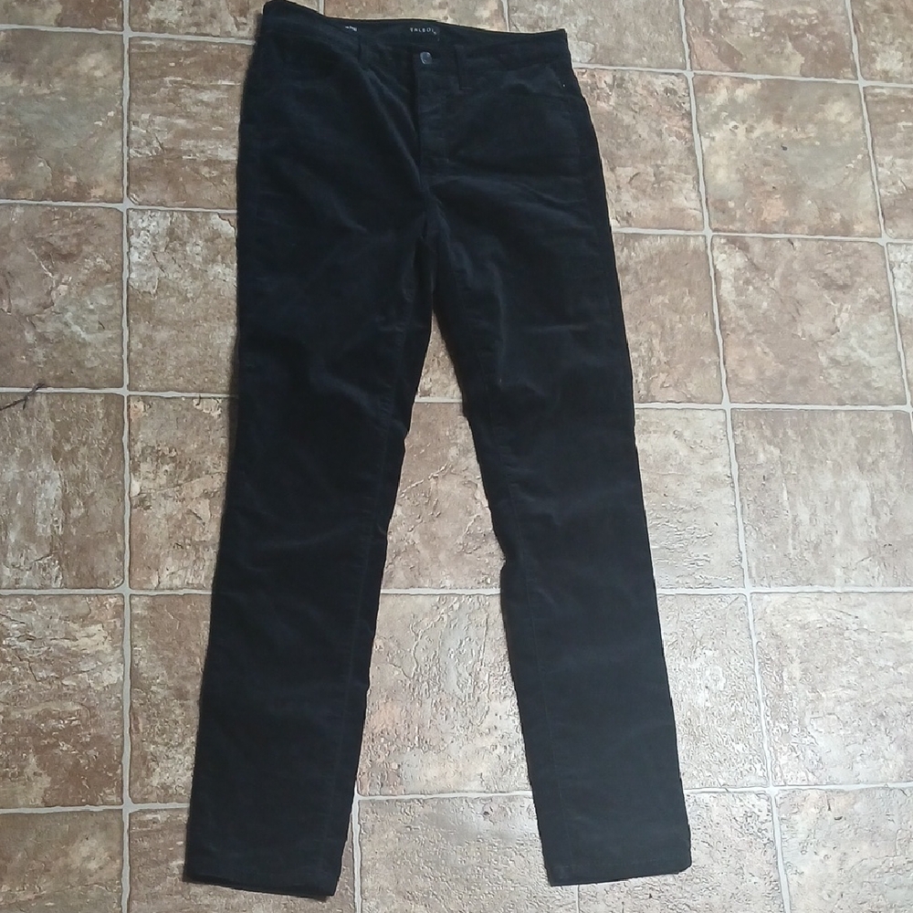 GUC Talbots Black Velveteen Straight Leg Corduroy Pants Size 2